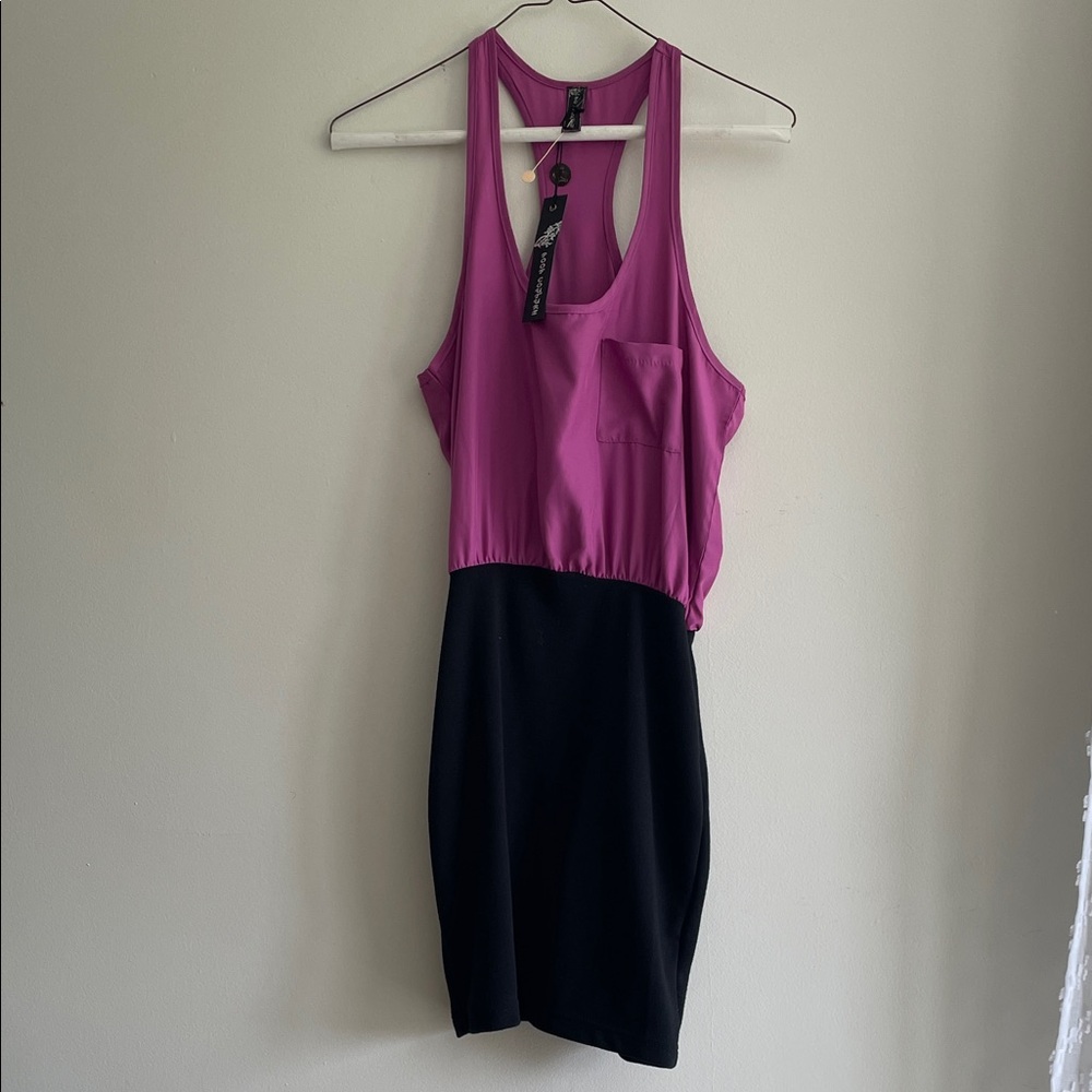 Chic Backless Pink and Black Dress